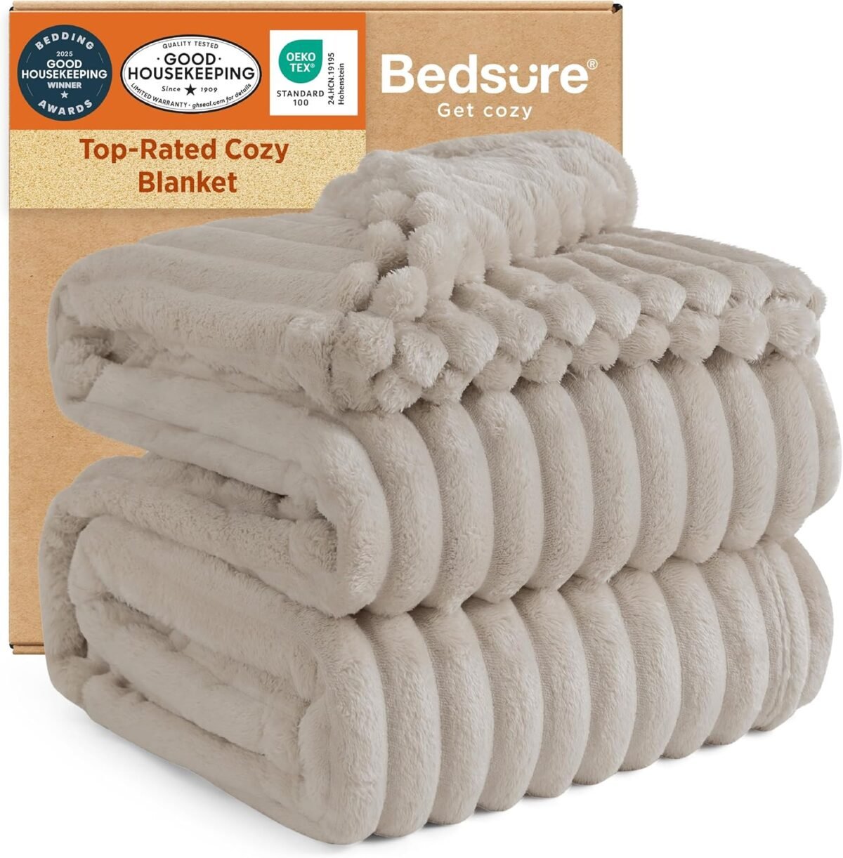 Bedsure GentleSoft King Size Blanket for Bed Color Linen